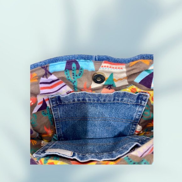 Denim & Orange Handmade, Native Inspired Crossbody Bag with Leather Fringe - Picture 9 of 9